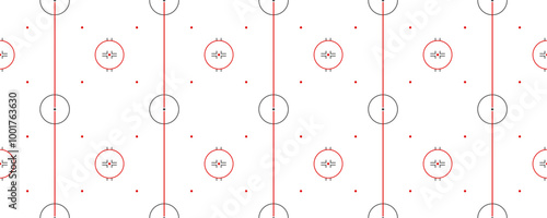 Ice hockey rink seamless pattern. Winter sports repeated background. Hockey playground top view vector illustration. Template skating arena with markup for sporting designs, gaming wallpapers