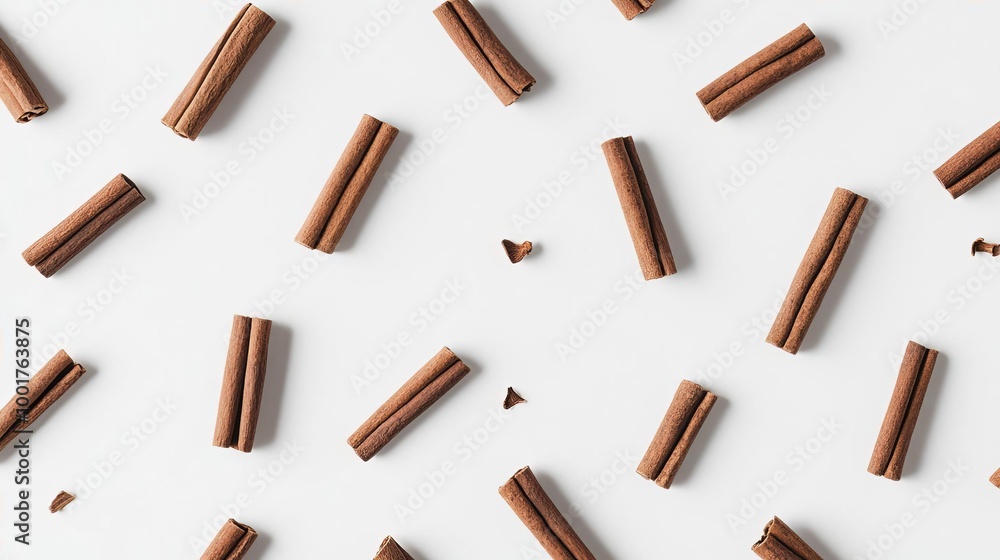 Cinnamon Sticks Pattern White Background Cinnamon Sticks Pattern White Background