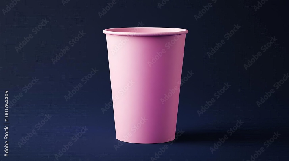 Pink Disposable Paper Cup Mockup on Blue Background Pink Disposable Paper Cup Mockup on Blue Background