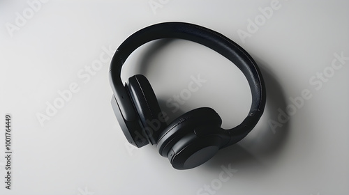 Modern Wireless Headset on White Surface: Sleek Design, Comfort and Advanced Technology