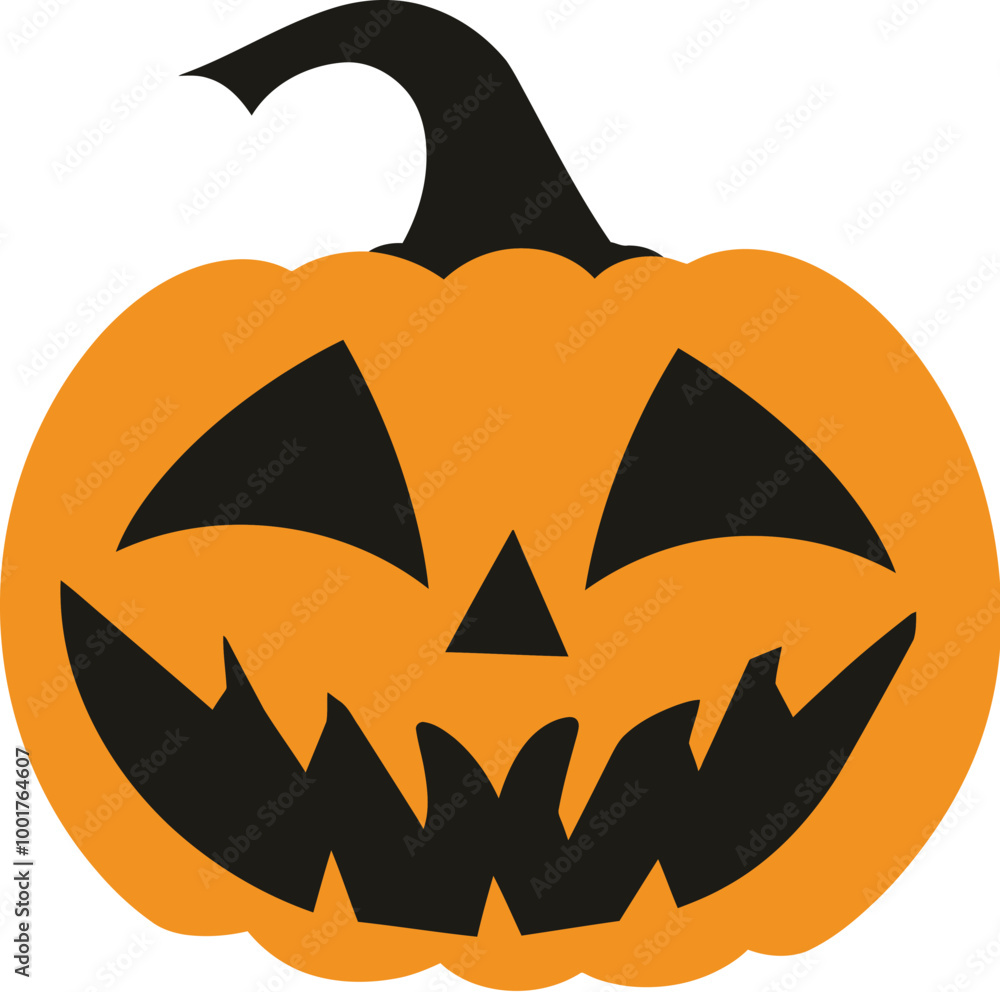 Naklejka premium Halloween Pumpkin Flat Vector Icon