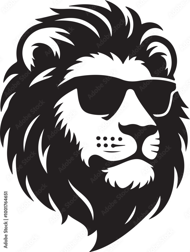 Lion head in sunglasses silhouette vector style icon Lion head in sunglasses silhouette vector style icon