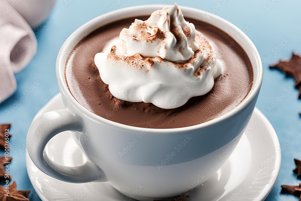 Cup of hot cocoa with whipped cream on top Cup of hot cocoa with whipped cream on top
