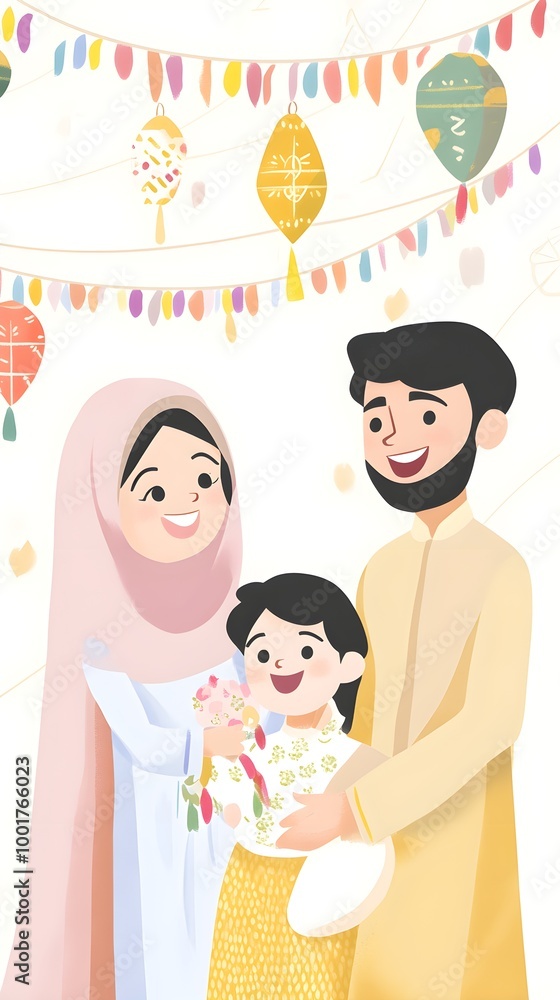 Joyful Family in Festive Attire Celebrating Together Joyful Family in Festive Attire Celebrating Together