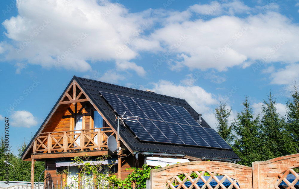 photovoltaic panels on the roof of the house photovoltaic panels on the roof of the house