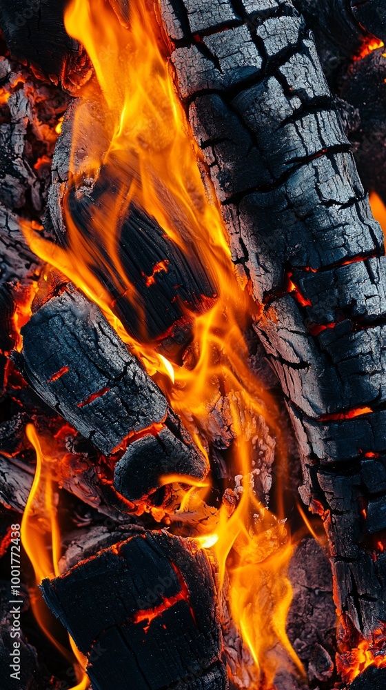 Fiery Blaze Consuming Dry Wood in Dynamic Flames Fiery Blaze Consuming Dry Wood in Dynamic Flames
