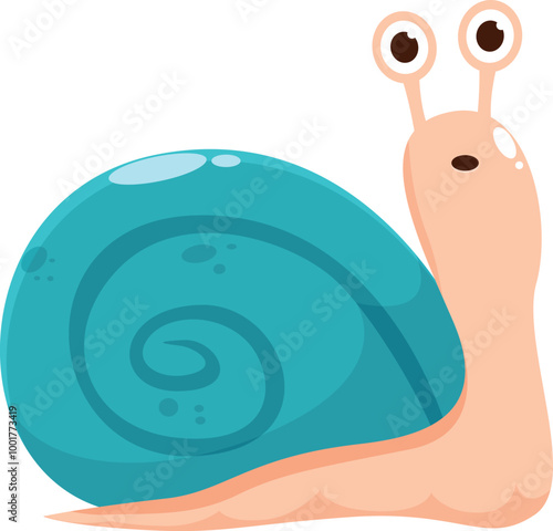 Cute snail cartoon character looking surprised with big eyes