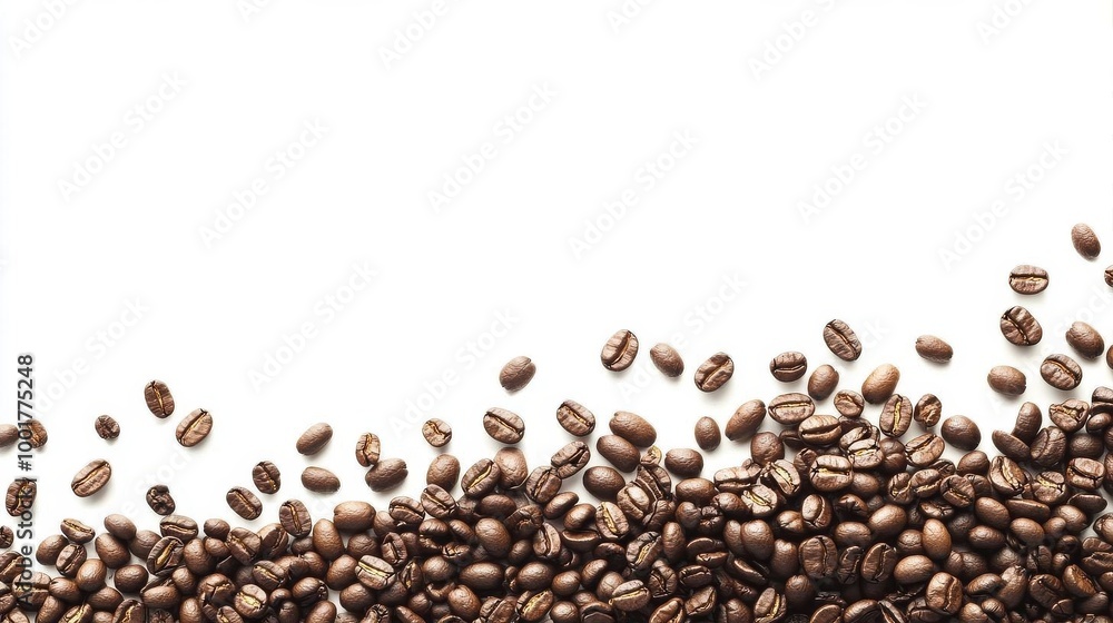 Coffee Beans Border Isolated on White Background Coffee Beans Border Isolated on White Background
