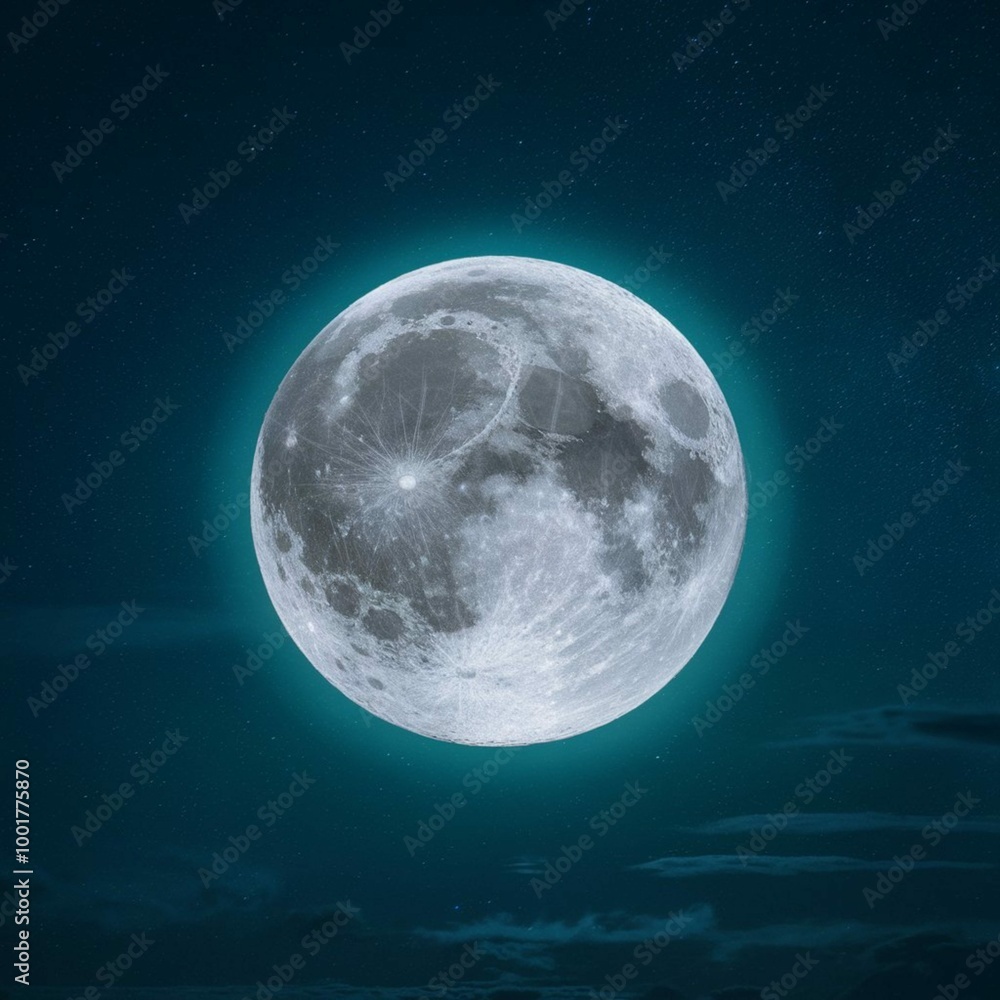 Obraz premium moon, sky, night, clouds, full, dark, cloud, blue, stars, moonlight, space, light, nature, star, lunar, black, dream, universe, bright, sea, astronomy, halloween, planet, water, midnight