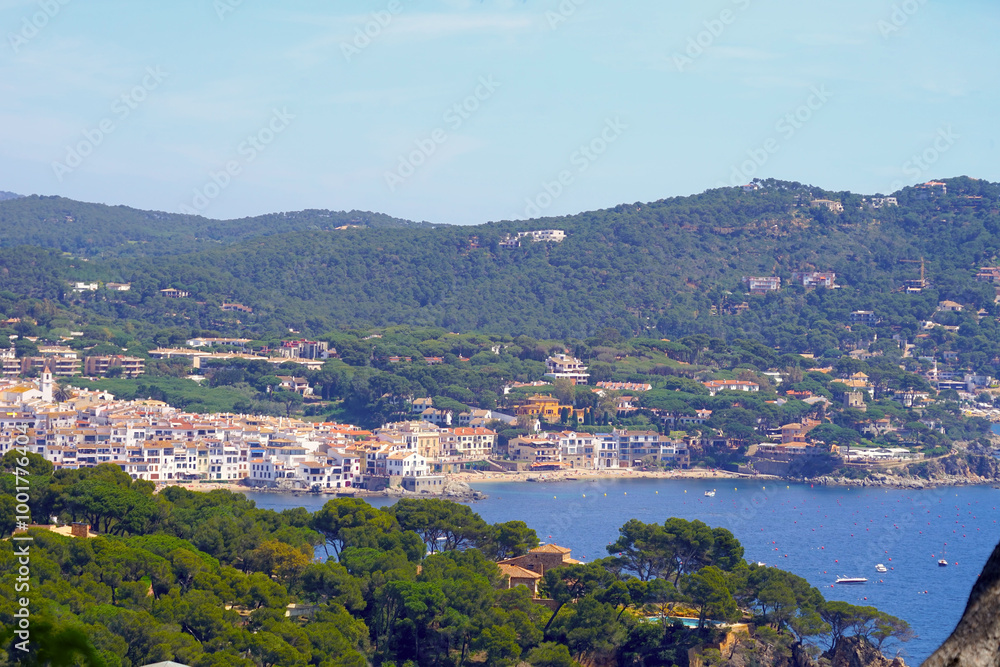 beautiful view to Calella de Palafrugell at the Mediterranean Sea from the botanical garden Jardins de Cap Roig, Calella de Palafrugell, Costa Brava, Girona, Catalonia, Spain beautiful view to Calella de Palafrugell at the Mediterranean Sea from the botanical garden Jardins de Cap Roig, Calella de Palafrugell, Costa Brava, Girona, Catalonia, Spain