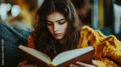 Young Woman Reading a Book