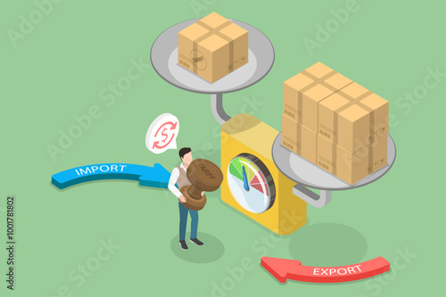 3D Isometric Flat Vector Illustration of Import And Export Taxes, Export-import Management