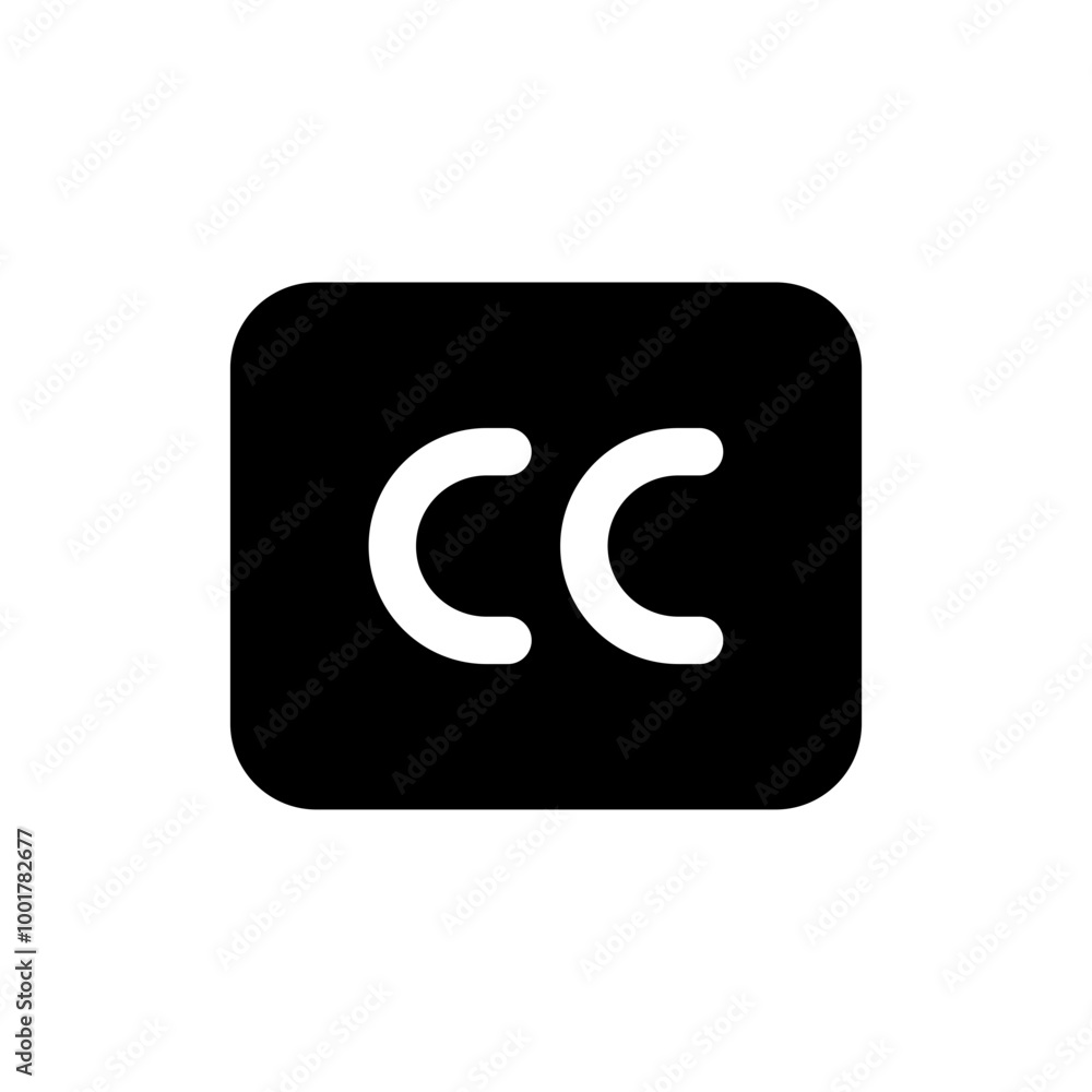 Closed captioning icon symbol. displaying text on video screen for broadcast and television, CC icon sign Closed captioning icon symbol. displaying text on video screen for broadcast and television, CC icon sign