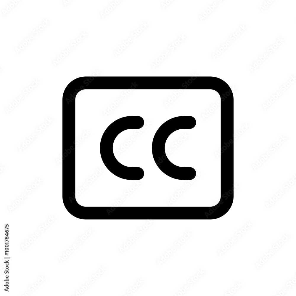 Closed captioning icon symbol. displaying text on video screen for broadcast and television, CC icon sign Closed captioning icon symbol. displaying text on video screen for broadcast and television, CC icon sign