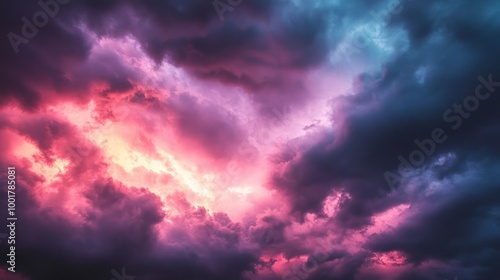 Dramatic Sky with Pink and Blue Clouds