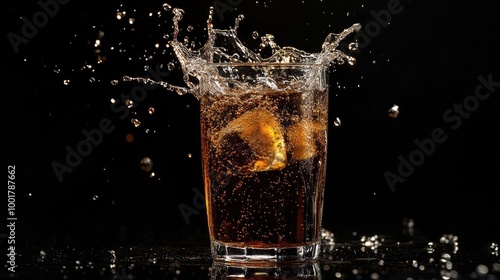 Cola splash in high glass. 4k illustration