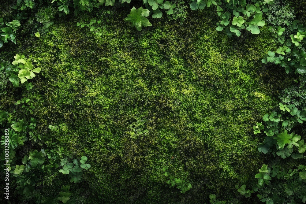 Green moss and background. Backdrop for displaying products. Dark forest background. with generative ai Green moss and background. Backdrop for displaying products. Dark forest background. with generative ai
