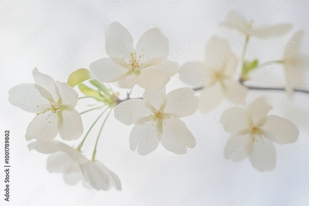 A branch of pink and white buds of a sakura tree A branch of pink and white buds of a sakura tree