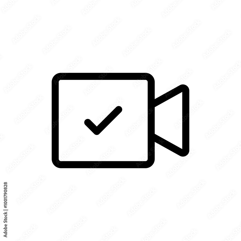 video camera check mark icon tick symbol . verified camera icon. camera video streaming icon button - video call symbol web icon video camera check mark icon tick symbol . verified camera icon. camera video streaming icon button - video call symbol web icon