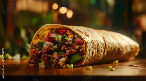 Mexican burrito. Food background