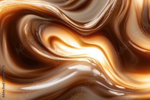 Swirling coffee blending seamlessly with milk in a rich, creamy concoction captured in a close-up moment of dynamic fusion. Generative AI