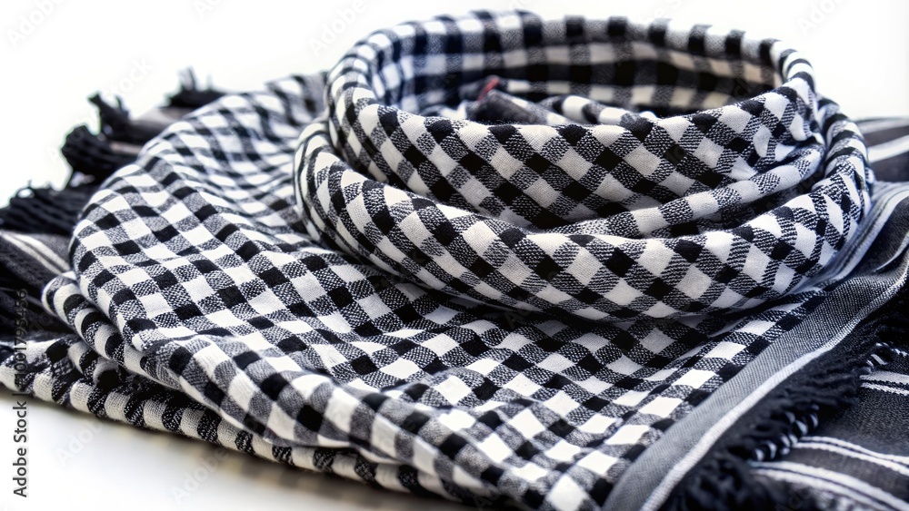 Obraz premium Elegant and Versatile Keffiyeh Pattern in Black and White for Textiles and Fashion Design Projects