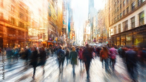 Vibrant Metropolis: A Blur of City Life in Times Square