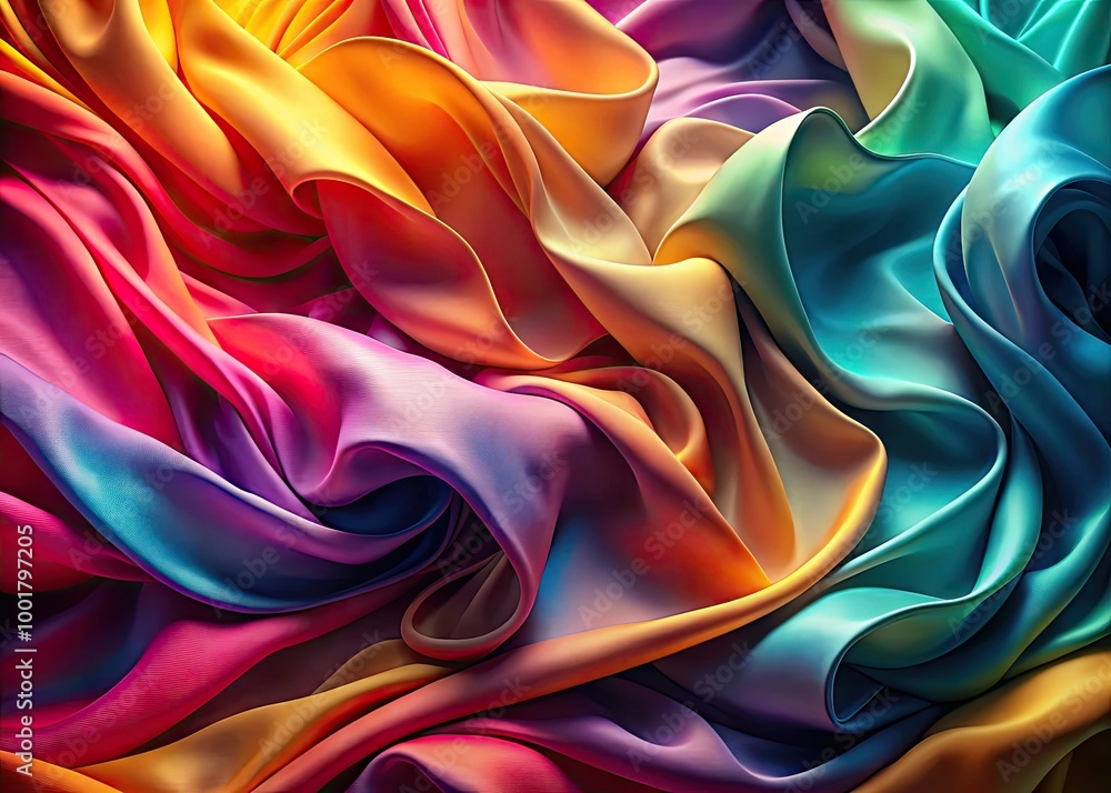 Fototapeta premium Elegant flowing fabric in soft waves showcasing vibrant colors and delicate textures for design use
