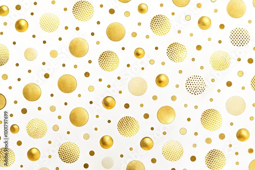 Elegant Gold Embossed Dot on a Clean White Background for Stylish Design and Decoration Projects