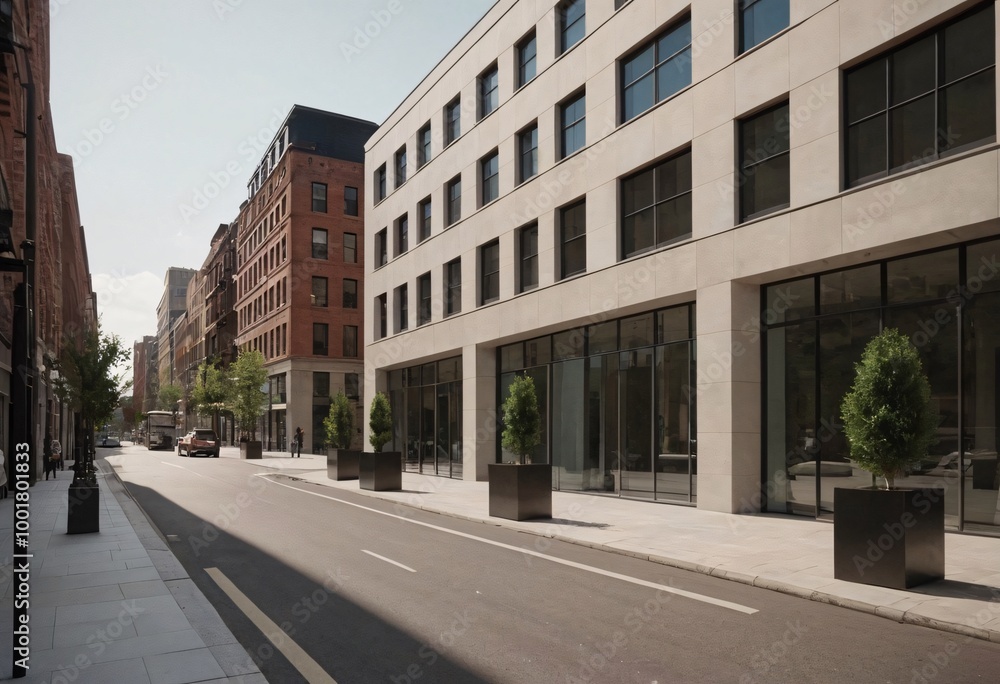 Architectural landscape of commercial building in central town Architectural landscape of commercial building in central town