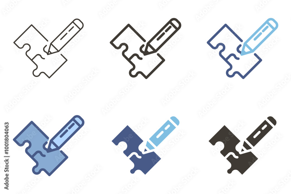 Pencil drawing puzzle pieces icon. Creativity, problem-solving, strategic thinking. Collaboration, design, planning, brainstorming and problem solving. Pencil drawing puzzle pieces icon. Creativity, problem-solving, strategic thinking. Collaboration, design, planning, brainstorming and problem solving.