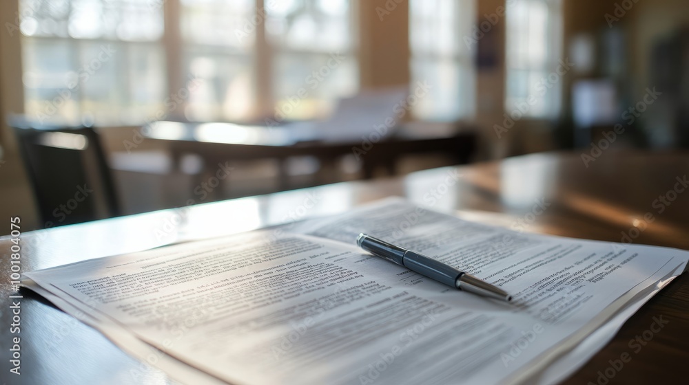 contract paper on the table with pen contract paper on the table with pen
