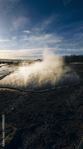 Hot Boiling Vapor From The Ground In Iceland photo