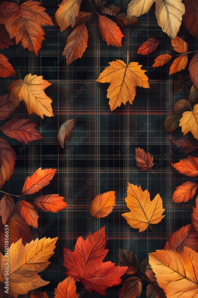 fall-themed rustic banner, rustic autumn banner combines warm orange, brown, and yellow leaves on cozy plaid backdrop for a cozy vibe fall-themed rustic banner, rustic autumn banner combines warm orange, brown, and yellow leaves on cozy plaid backdrop for a cozy vibe