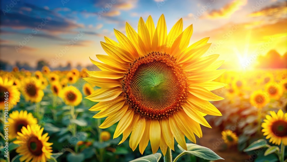 Obraz premium Free Sunflower Template for Graphic Design and Creative Projects with Vibrant Floral Elements
