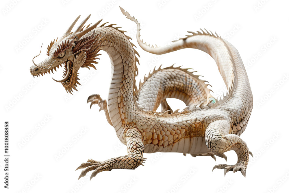 Obraz premium Transparent White Dragon Statue: A Symbolic Masterpiece of Mythical Power and Ancient Wisdom