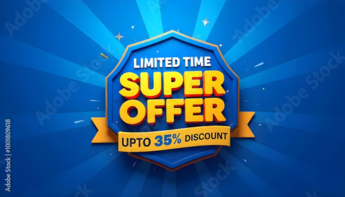 3D badge shape super offer sale promotion discount background