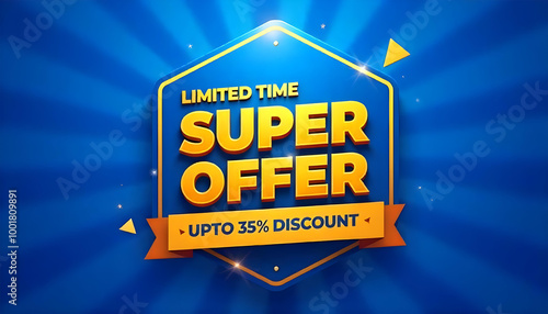3D badge shape super offer sale promotion discount background