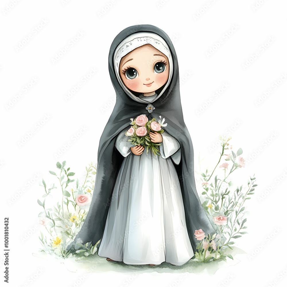 Cute watercolor holly lady clipart Cute watercolor holly lady clipart