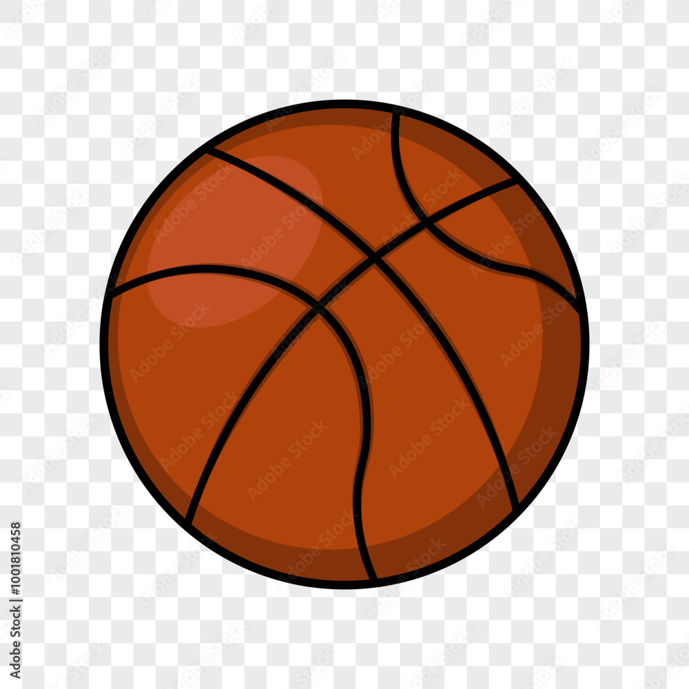 Fototapeta premium Basketball icon, orange ball with black outline, vector illustration.