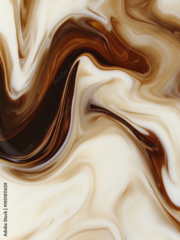 Swirling coffee blends with milk, creating a captivating visual pattern in a smooth and creamy mixture. Generative AI Swirling coffee blends with milk, creating a captivating visual pattern in a smooth and creamy mixture. Generative AI