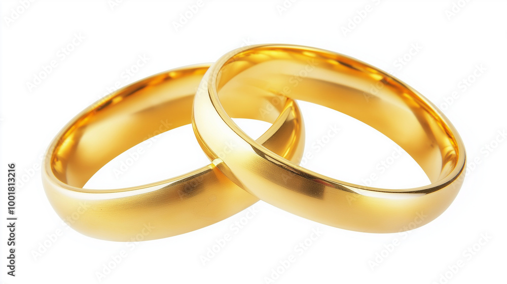 Pair of Gold Wedding Rings Isolated on White Background Pair of Gold Wedding Rings Isolated on White Background