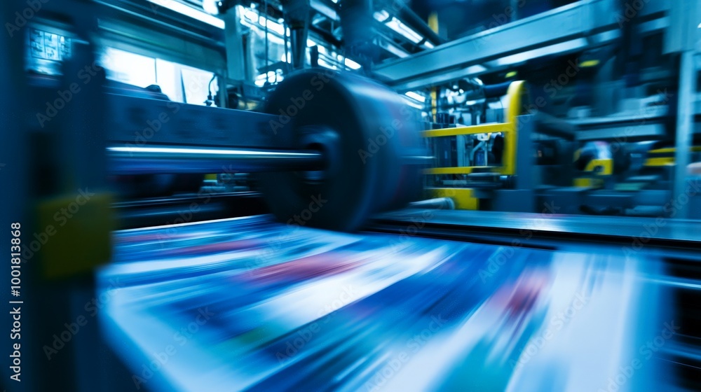 Blurry Industrial Machinery in a High-Speed Factory Blurry Industrial Machinery in a High-Speed Factory