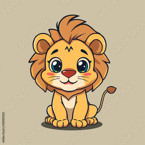 Cute Baby Lion Illustration Vector for Children's Art and Design photo