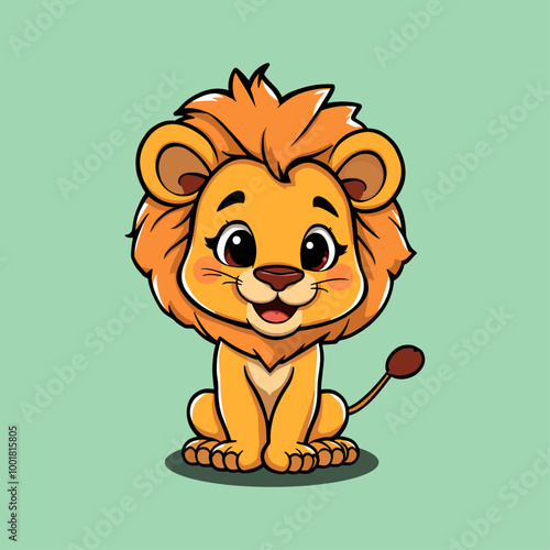 Cute Baby Lion Illustration Vector for Children's Art and Design photo