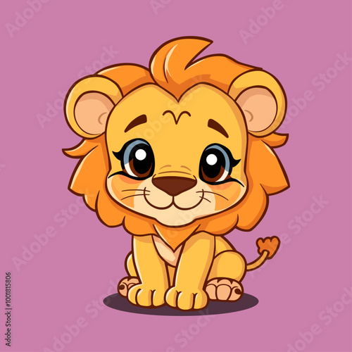 Cute Baby Lion Illustration Vector for Children's Art and Design photo