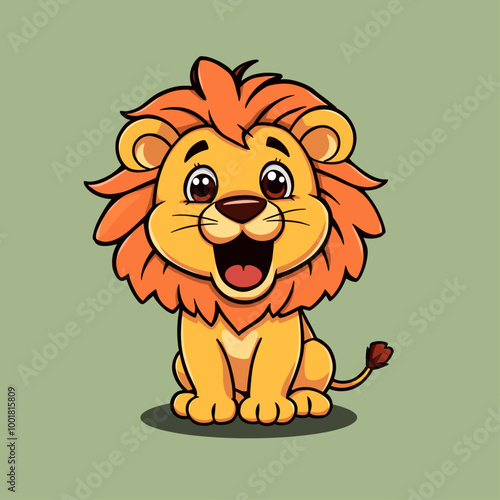 Cute Baby Lion Illustration Vector for Children's Art and Design photo