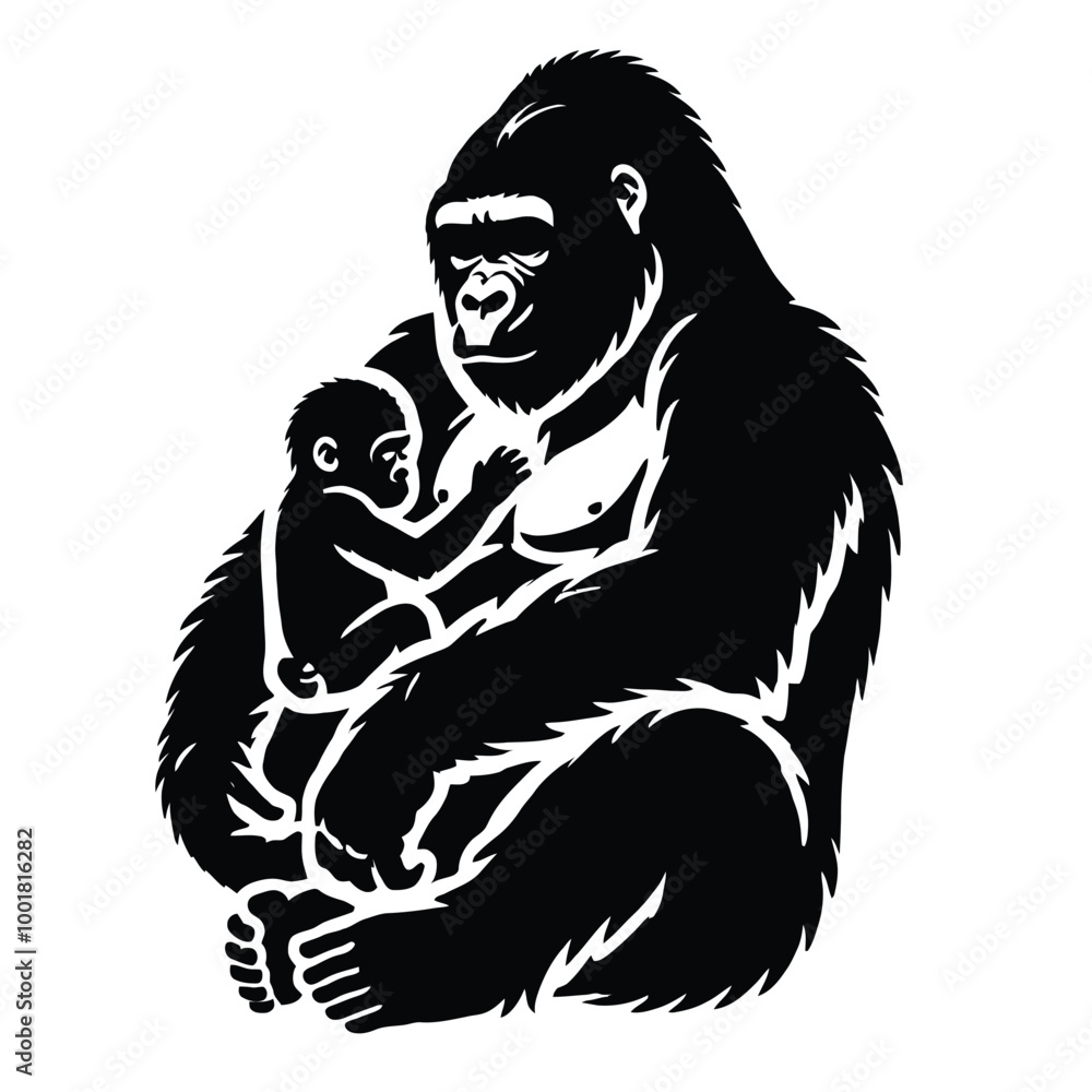 Fototapeta premium Gorilla Family Silhouette