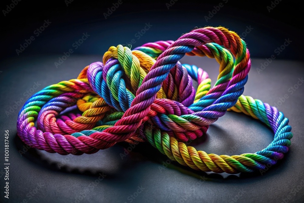 Intricate and Unique Design of a Noose Shape Crafted from Twisted Rope on a Dark Background Intricate and Unique Design of a Noose Shape Crafted from Twisted Rope on a Dark Background