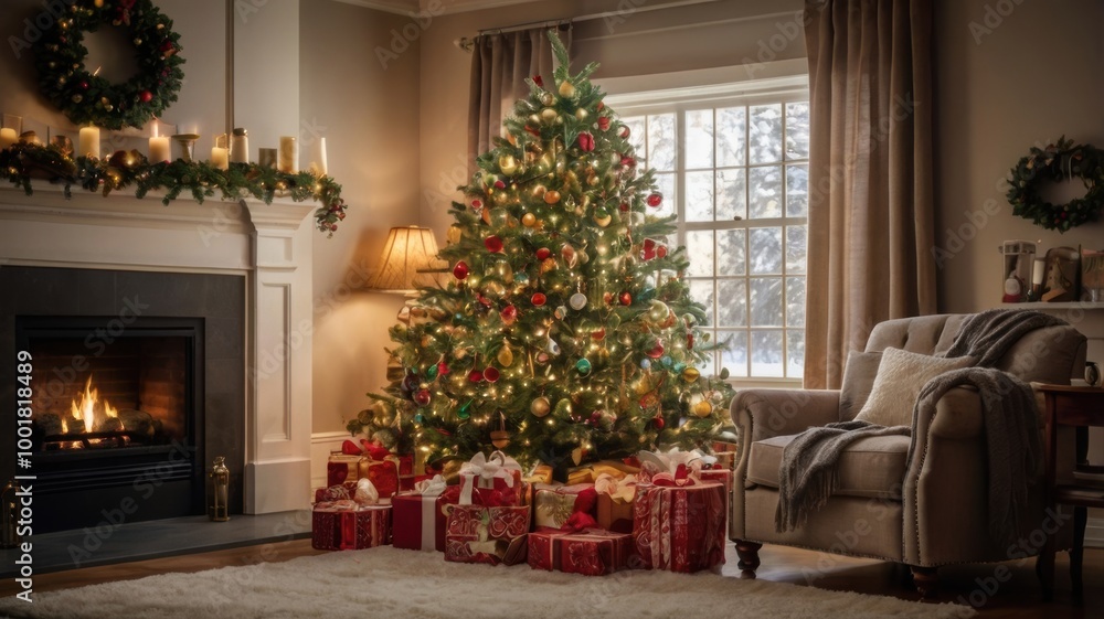 Obraz premium Christmas tree with gifts